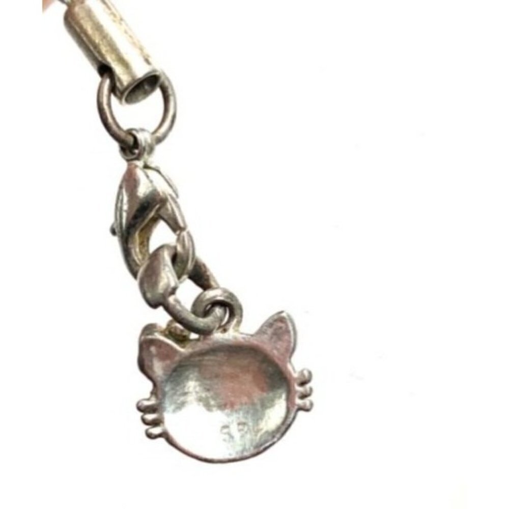 Hello Kitty Pave Crystal Silver Plated Charm Jump Ring & Hang Tag - 0.5” - Picture 2 of 5